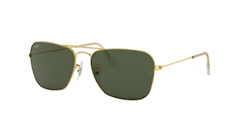 Ray-Ban RB3136 Caravan Square Sunglasses, Gold/G-15 Green, 55 mm