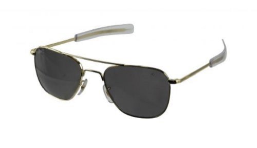 AMERICAN OPTICAL - Original Pilot Aviator Sunglasses with Bayonet Temple and Gold Frame, Calobar Green Glass Lens