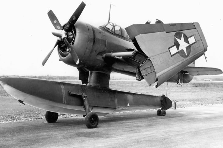 A U.S. Navy Curtiss SC 1 Seahawk with wings folded.