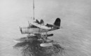 Curtiss SOC 1 is hoisted aboard USS Currituck in Antarctica in 1947.