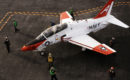 T 45 Goshawk prepares to taxi aboard USS Ronald Reagan