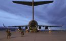 U.S. Army paratroopers boarding a U.S. Air Force C 17 Globemaster III.